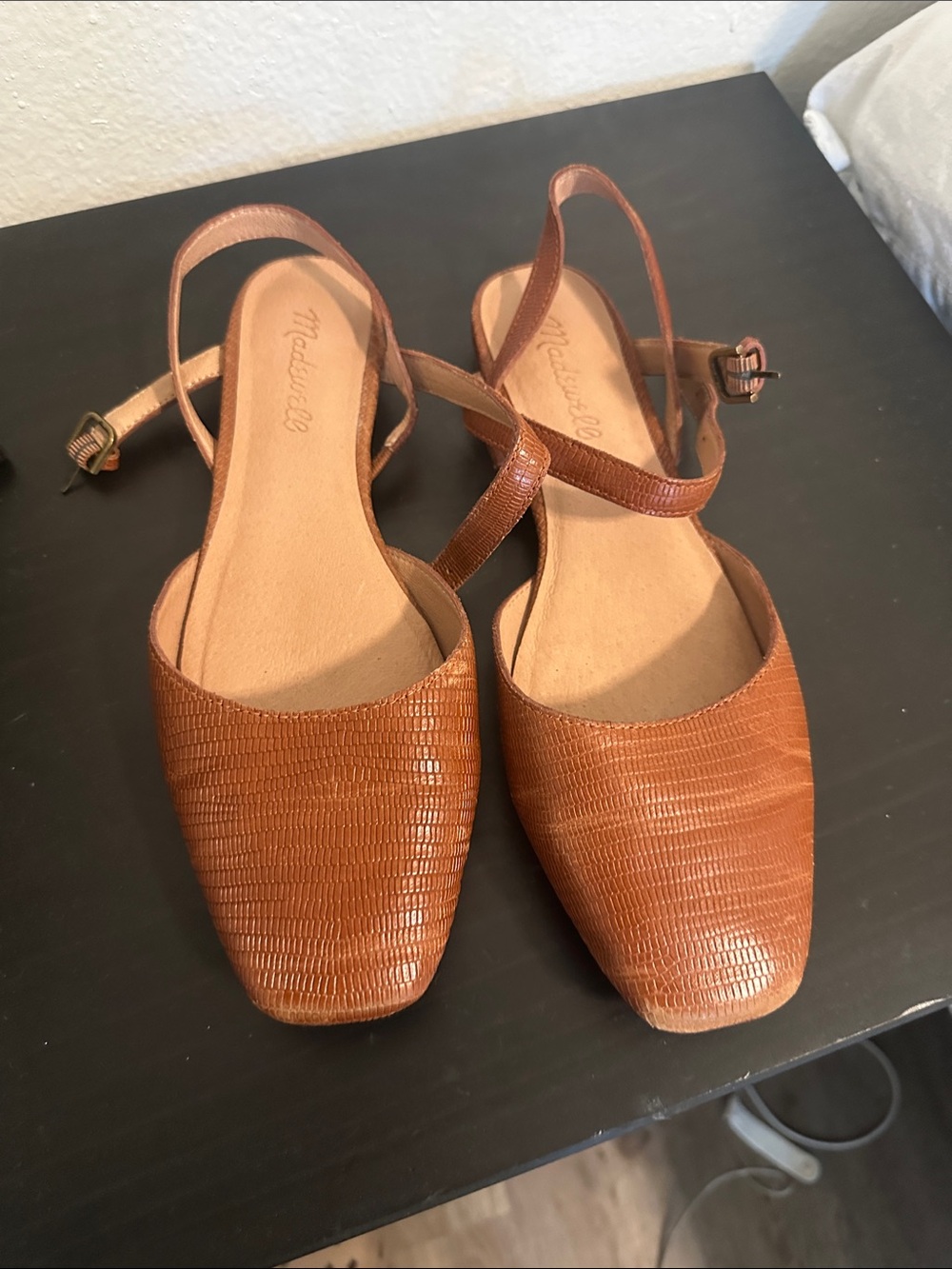 Madewell Tan Textured Slingback Flats